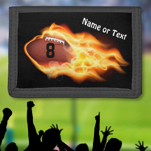 Personalised Flaming Football Wallets for Men, Boy