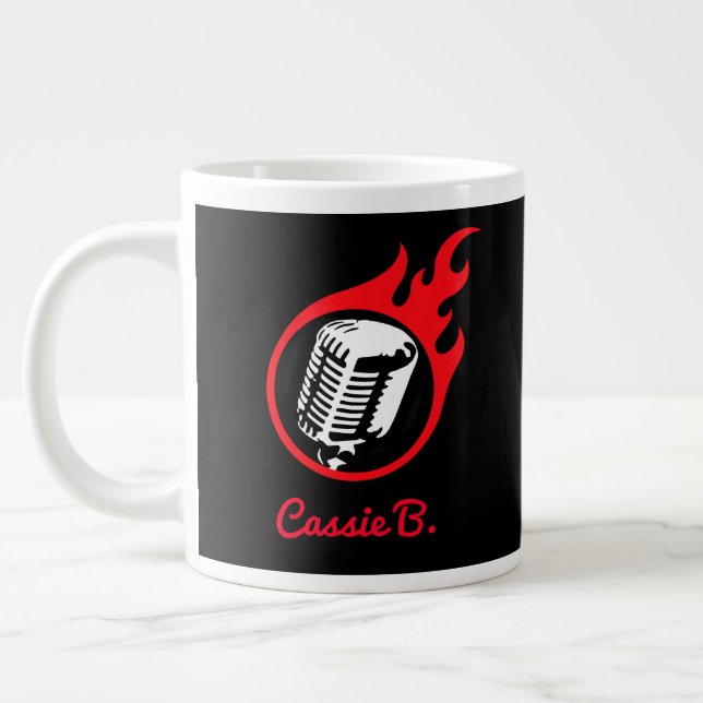 Personalised Flaming Mic Large Coffee Mug (Left)