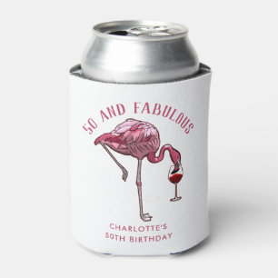 Personalised Flamingo 50th Birthday Novelty Swag Can Cooler