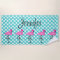 Personalised Flamingo and Polka Dot Beach Towel