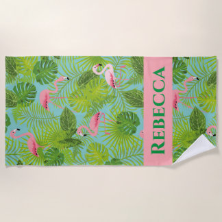 Personalised Flamingo Beach Towel