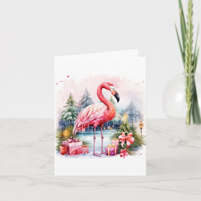 Personalised Flamingo Christmas Greeting Card (Front)