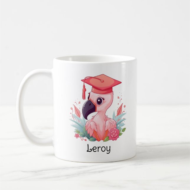 Personalised Flamingo Kindergarten Graduation Coffee Mug (Left)