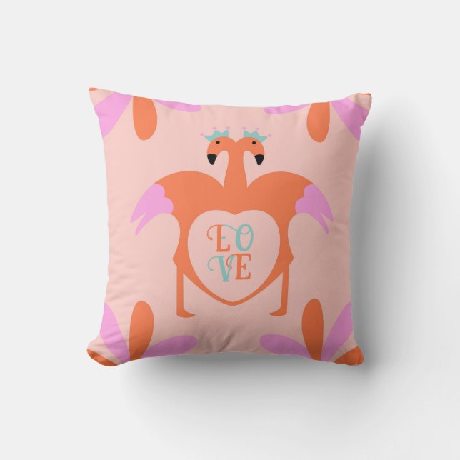 Personalised Flamingo Love Cushion (Front)