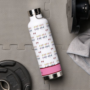 Personalised Flamingo Pattern Colourful Water Bottle