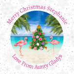 Personalised Flamingo Tropical Christmas Tree Wrapping Paper<br><div class="desc">Looking for something unique to wrap your presents in this Christmas for that special person? Check out our personalised Flamingo Christmas tree wrapping paper! Your friends and family will love this image of a tropical holiday season!</div>