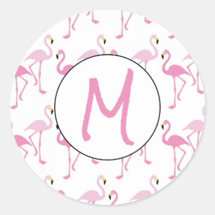 Personalised Flamingo Wallpaper Background Classic Round Sticker