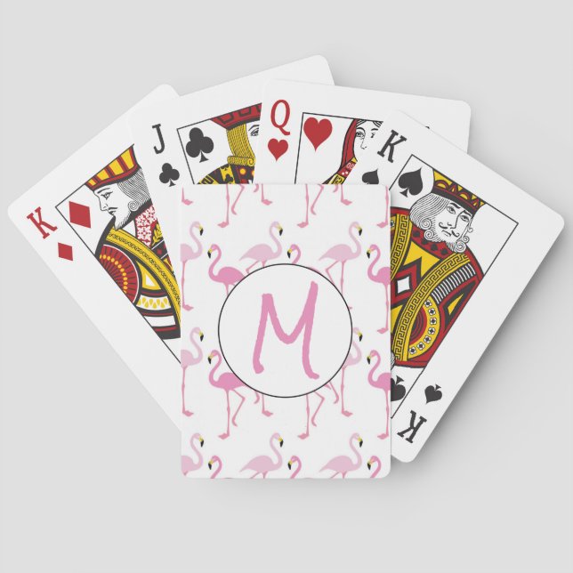 Personalised Flamingo Wallpaper Background Playing Cards (Back)