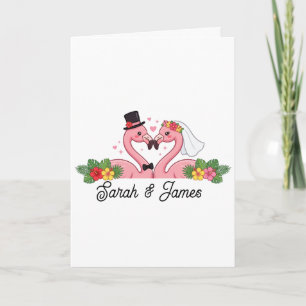 Personalised Flamingo Wedding Couple Tropical Gift Card
