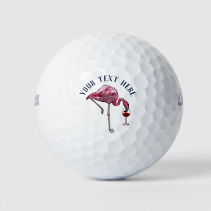 Personalised Flamingo Wine Drinker Novelty Golf Balls