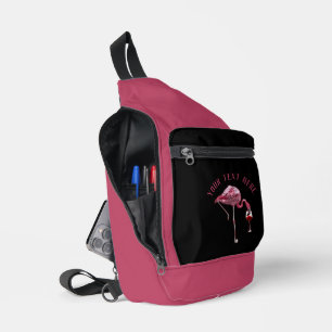 Personalised Flamingo Wine Drinker Novelty Sling Bag