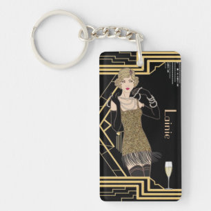 personalised flapper girl keychain