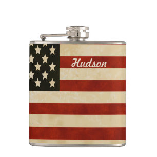 Personalised Flask American Vintage Flag