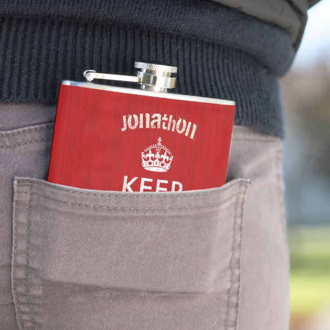 Personalised Flask Keep Calm and Carry On (In Situ)