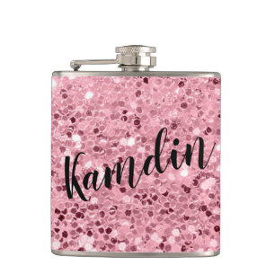 Personalised Flask Rose Gold Glitter