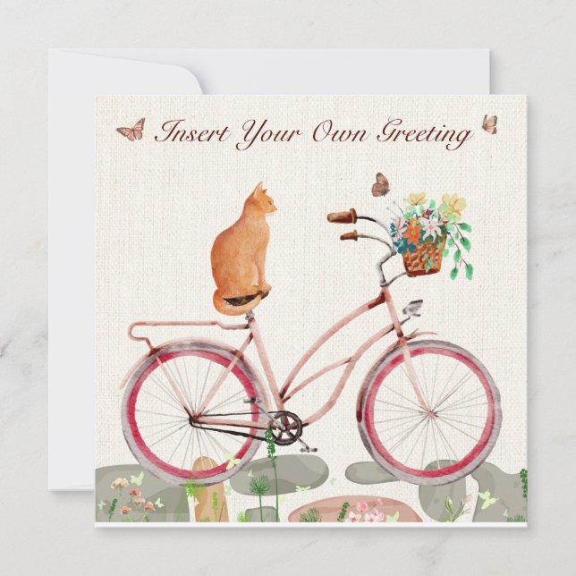 Personalised Flat Card Le Chat à Vélo  (Front)