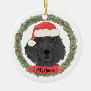 Personalised Flat Coated Retriever Christmas Ceramic Ornament