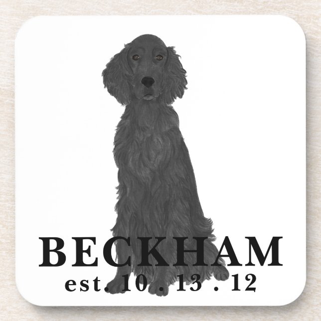 Personalised Flat Coated Retriever Coaster (Front)