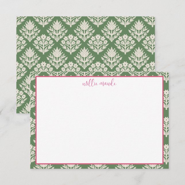 Personalised  Flat Note Cards | Floral Stationary  (Front/Back)