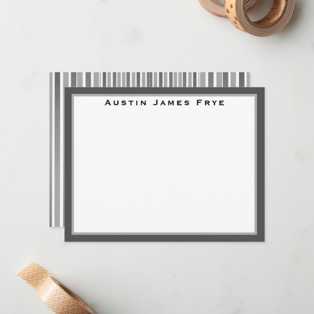 Personalised Flat Note Cards Stationery for Men (Front/Back In Situ)