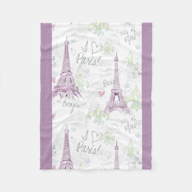 Personalised Fleece Blanket/I Love Paris (Front)