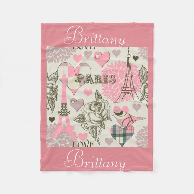 Personalised Fleece Blanket/Paris Blanket (Front)
