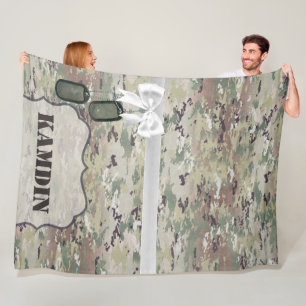 Personalised Fleece Throw Army OCP Camo Uniform Blanket