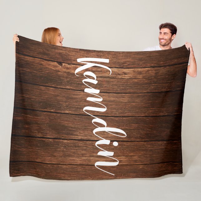 Personalised Fleece Throw Barn Wood Country Rustic (In Situ)