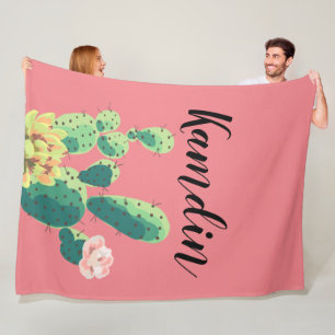 Personalised Fleece Throw Bohemian Cactus Succulen Blanket