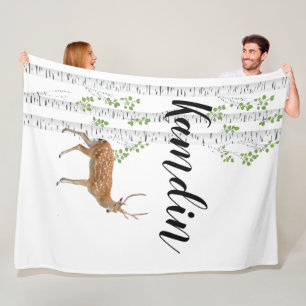 Personalised Fleece Throw Deer Doe Buck Woodland H Blanket