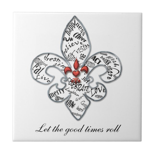 Personalised Fleur de Lis Heartfelt Expressions Tile (Front)