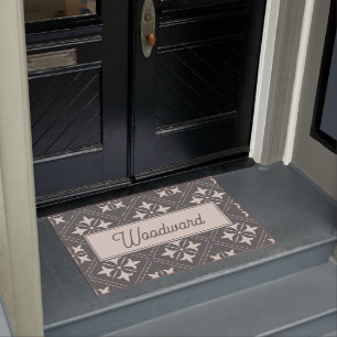 Personalised Fleur Du Lys Geometric Pattern Doormat