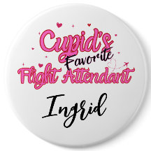 Personalised Flight Attendant Valentines Button