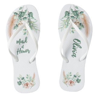 Personalised Flip Flop, Eucalyptus themed Thongs