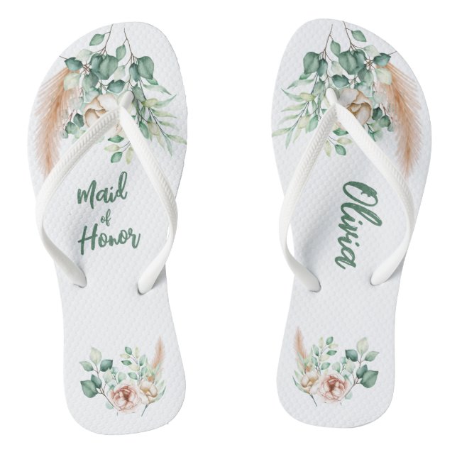 Personalised Flip Flop, Eucalyptus themed Thongs (Footbed)