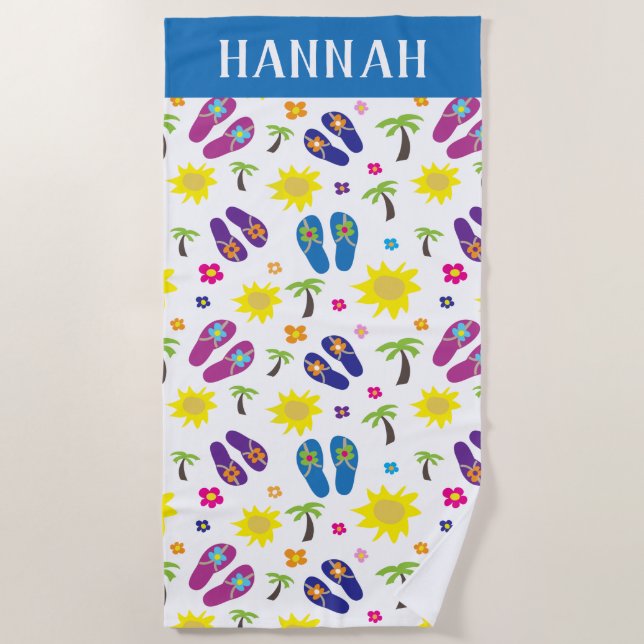 Personalised Flip Flops Beach Towel (Front)