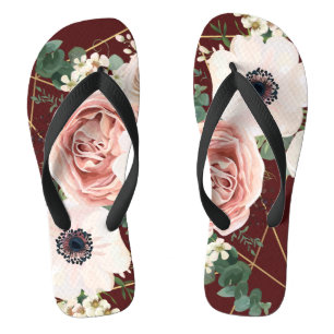 Personalised Flipflop Sandals Geometric Wine Burgu