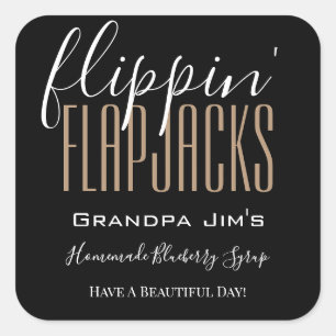 Personalised "Flippin Flapjacks" Homemade Food Square Sticker