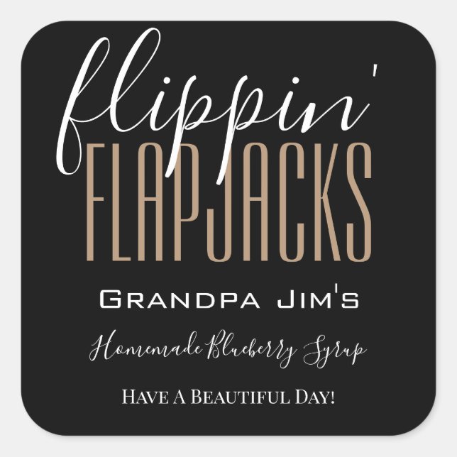 Personalised "Flippin Flapjacks" Homemade Food  Square Sticker (Front)
