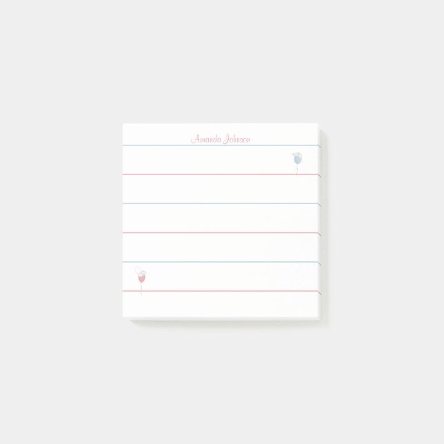 Personalised Floating Balloon Mice Lined    Post-it Notes (Front)