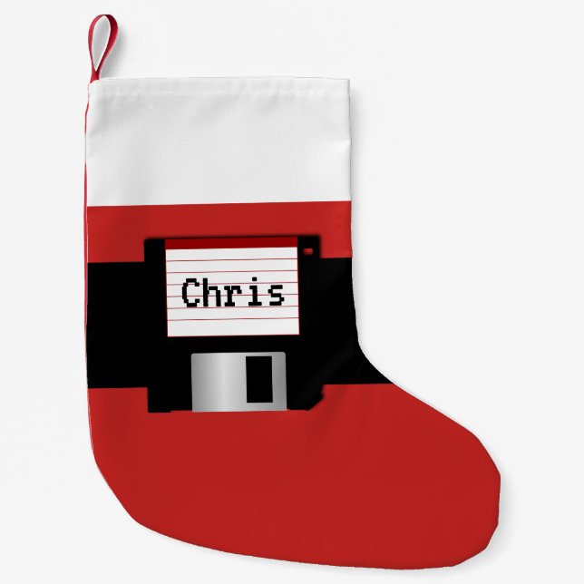 Personalised Floppy Disc Santa Belt Stocking (Front)
