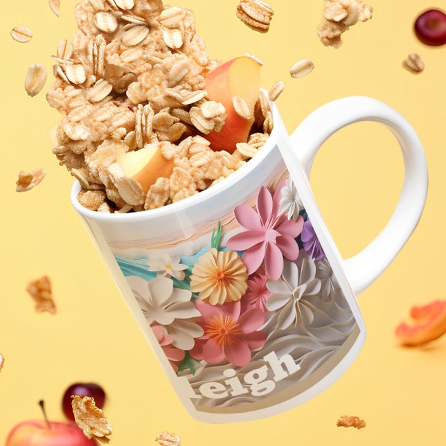 Personalised Floral Abode 3D look Beach Coffee Mug (Creator Uploaded)