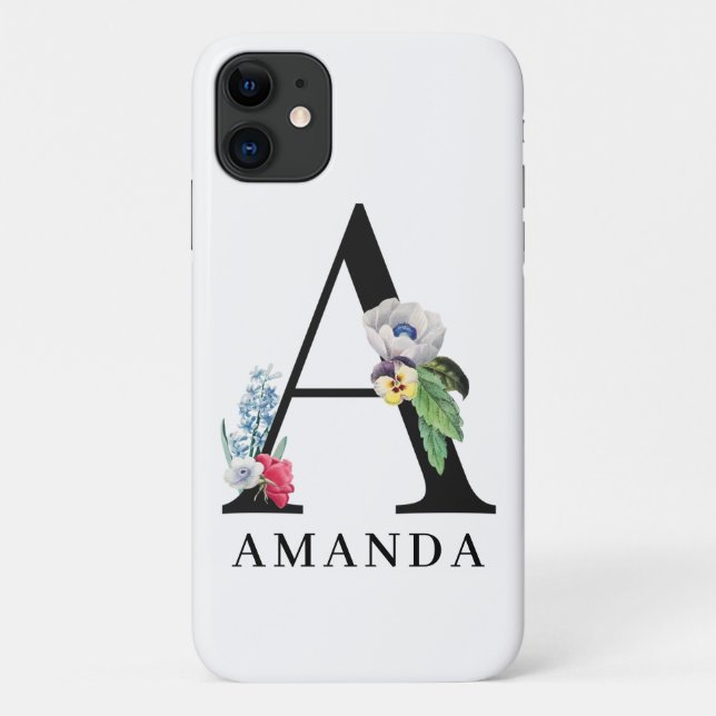 Personalised Floral Alphabet A Monogram  Case-Mate iPhone Case (Back)