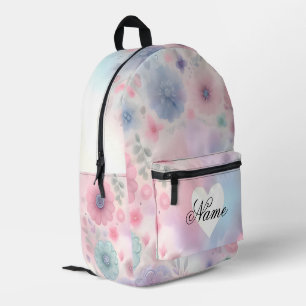 Personalised floral and heart printed backpack