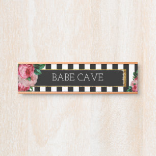 Personalised Floral and Striped Nameplate