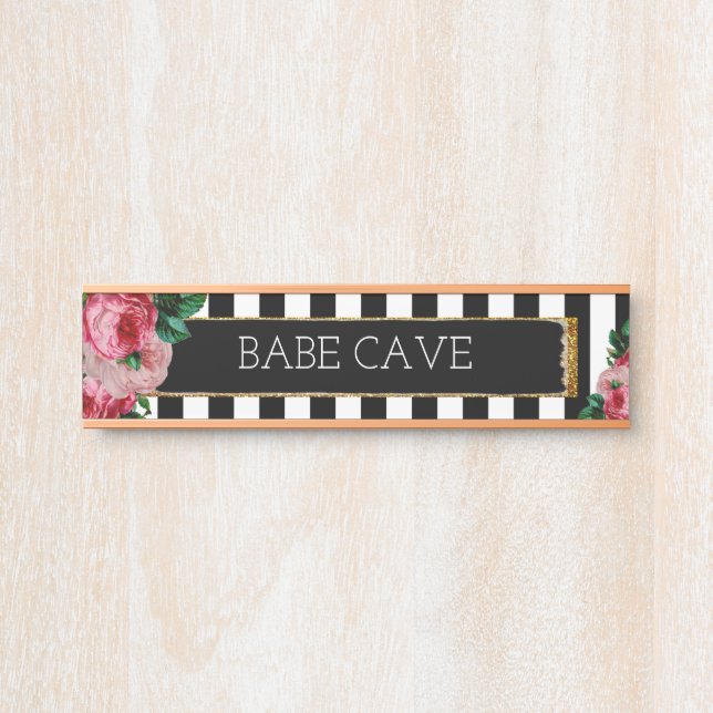 Personalised Floral and Striped Nameplate (Front)