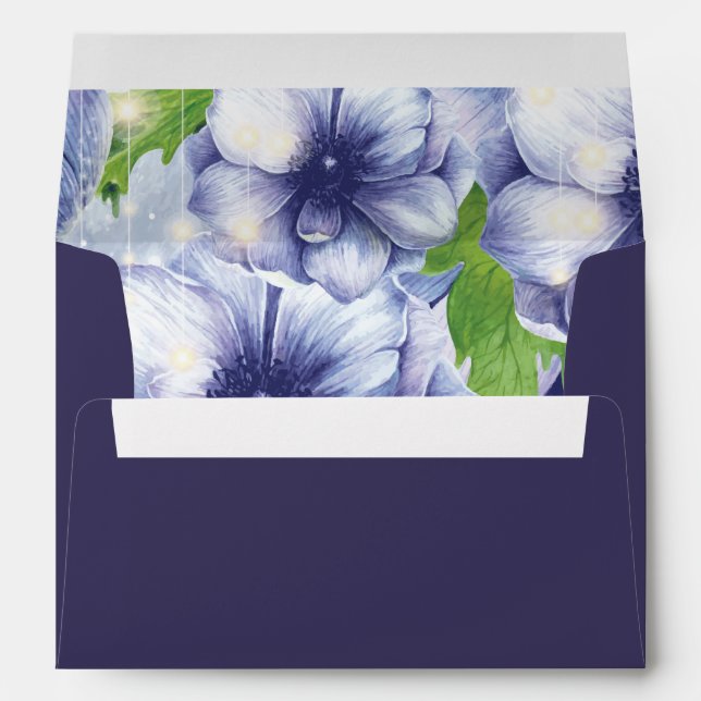Personalised Floral Anemone Purple Wedding Envelope (Back (Bottom))