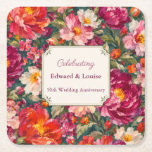 Personalised Floral Anniversary Paper Coasters