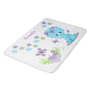Personalised Floral Baby Dinosaur Bath Mat