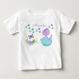 Personalised Floral Baby Dinosaur T-Shirt